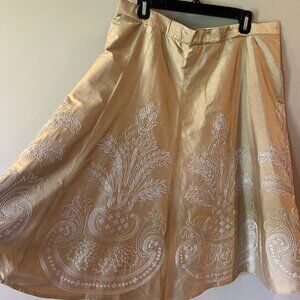 Gold / White Printed Midi Skirt